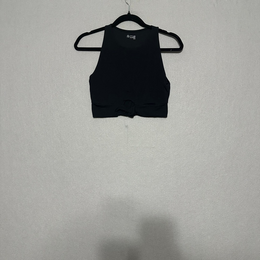 OFFLINE by Aerie Real Me Xtra High Neck Twist Front Sports Bra‎ Black Medium
